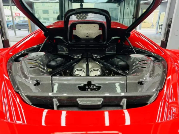 Ferrari 296 OEM style dry carbon fiber interior kits engine bay cover - Image 3