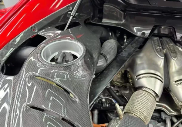 Ferrari 296 OEM style dry carbon fiber interior kits engine bay cover - Image 2