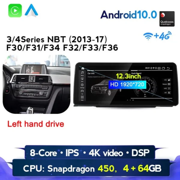 Android 12 12.3'' BMW 3/4 Series NBT 2013-17 F30 Carplay Support 4G LTE - Image 4