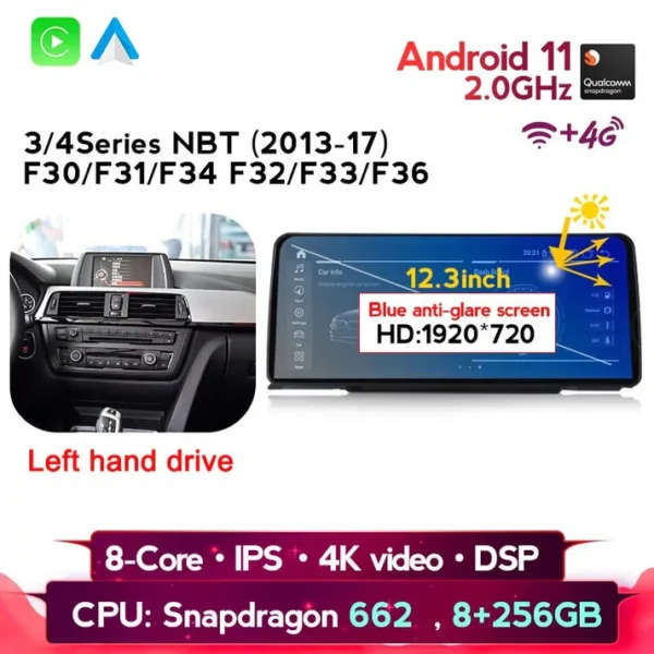 Android 12 12.3'' BMW 3/4 Series NBT 2013-17 F30 Carplay Support 4G LTE - Image 7